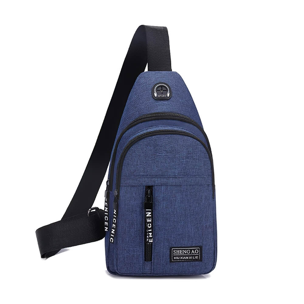 Stylish small waterproof shoulder bag for men with single strap, featuring durable nylon material and multiple compartments.